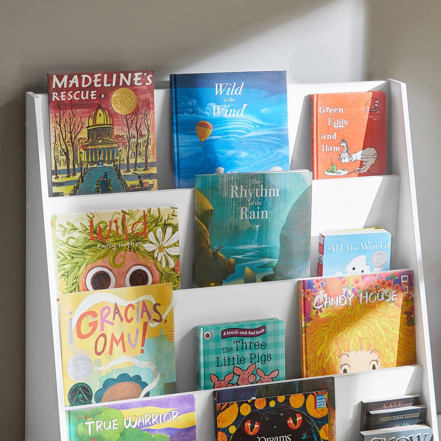 SoBuy Kinderboekenplank - 4 Opbergvakken - Wit - 80x30x88 cm