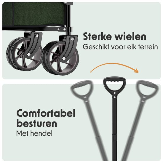 LifeGoods Bolderkar - XXL - Opvouwbaar - 300L - 150KG Draagkracht - Groen