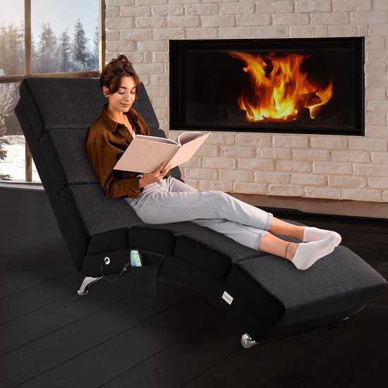 Casaria Relaxfauteuil - Massage en Verwarmingsfunctie Stof - Antraciet