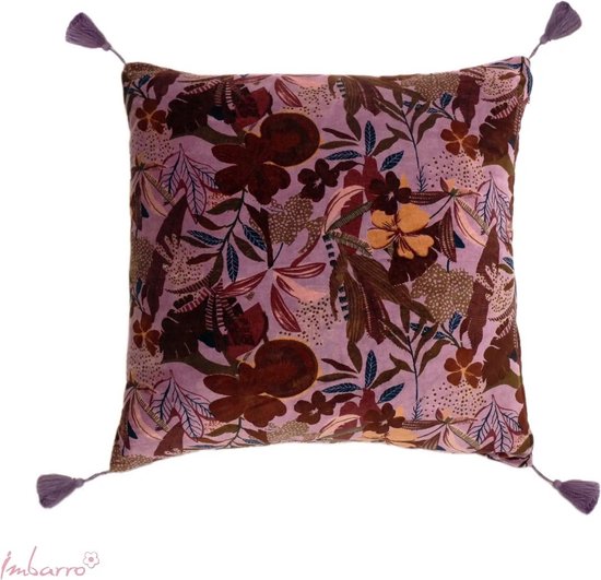 Imbarro - Kussen - Sierkussen - Merryl - Paars - 100 % katoenfluweel - 50x50 cm