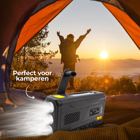 Denver Noodradio - Powerbank Zonne-energie - DAB & FM Radio - Noodpakket - Zaklamp - Opwindbaar - SOS Licht - Solar powerbank - SCD2033