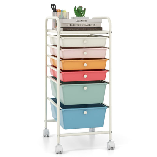 Coast Rolcontainer met 6 stapelbare lades - metalen frame - met opbergbak - bont