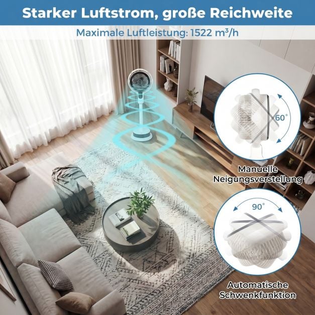 Coast Vernevelingsventilator met Afstandsbediening – 65-98 cm – 1,7 L – Wit