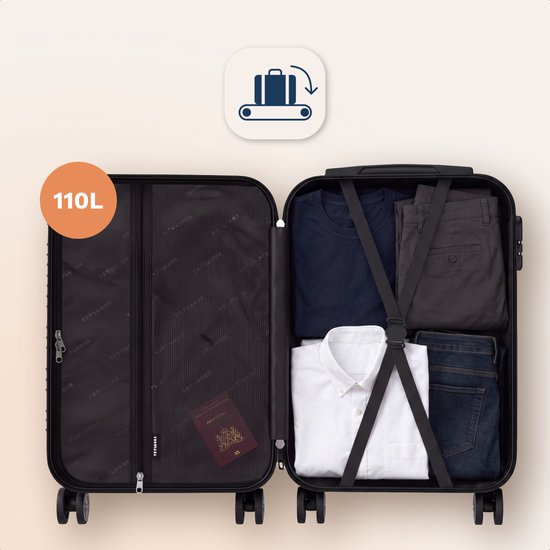 TRVLMORE Reiskoffer 110L – Hardcase ABS – 360° Wielen – 3-Cijferig Slot – Donkerblauw