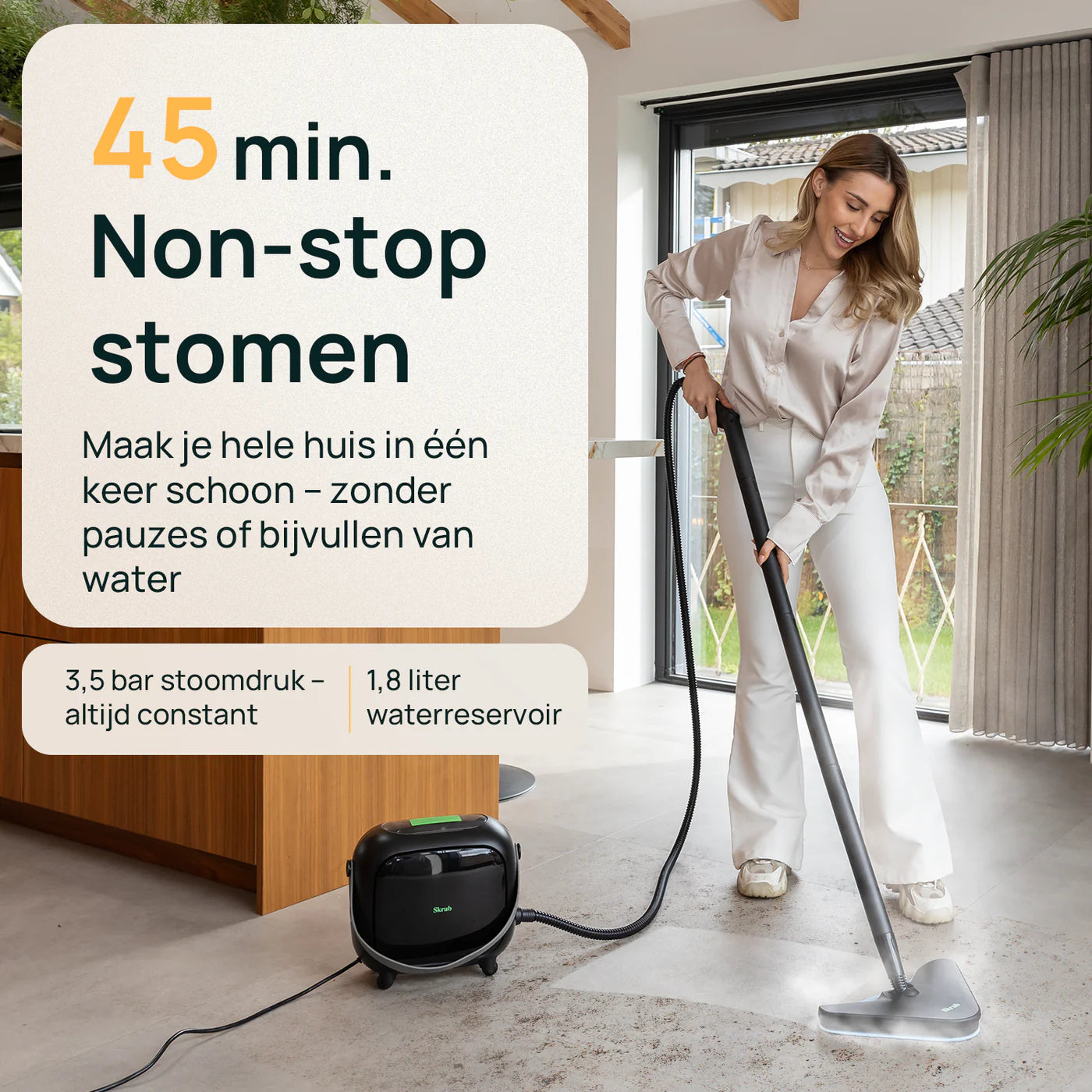 Skrub The Big One Stoomreiniger – 1500W – 1500 ml – 20 Accessoires – 45 Min Stoomtijd