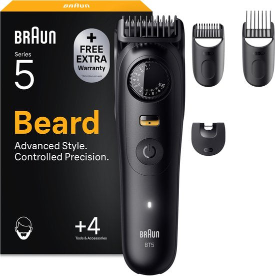 Braun Baardtrimmer Series 5 BT5520 + 4 Tools - 40 Lengtes - Scherp Scheerblad - Zwart