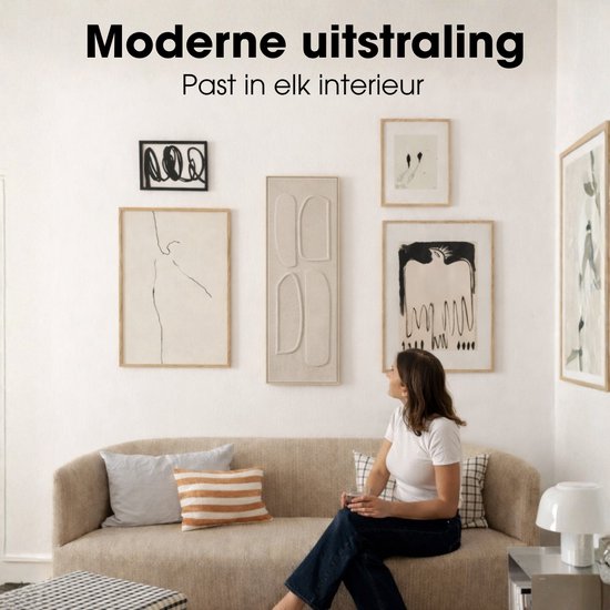 Mica Decorations Wanddecoratie - Wandpaneel Abstracte Kunst 90 x 30 x 3 cm - Woondecoratie voor Woonkamer of Slaapkamer - Bruin