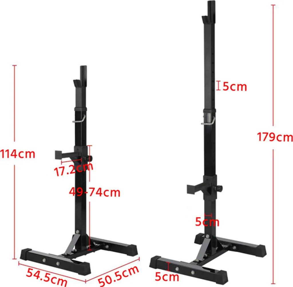 Yaheetech Halterstandaard Set - Verstelbaar Squat Rack - Fitnessrek voor Krachttraining - 54,5 x 50,5 x 114-179 cm - Zwart