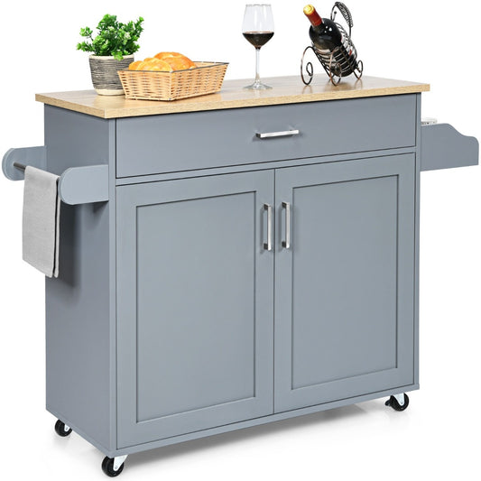 Coast keuken eiland auto rollende opbergwagen grote kast 116 x 40 x 85 cm grijs + natuur