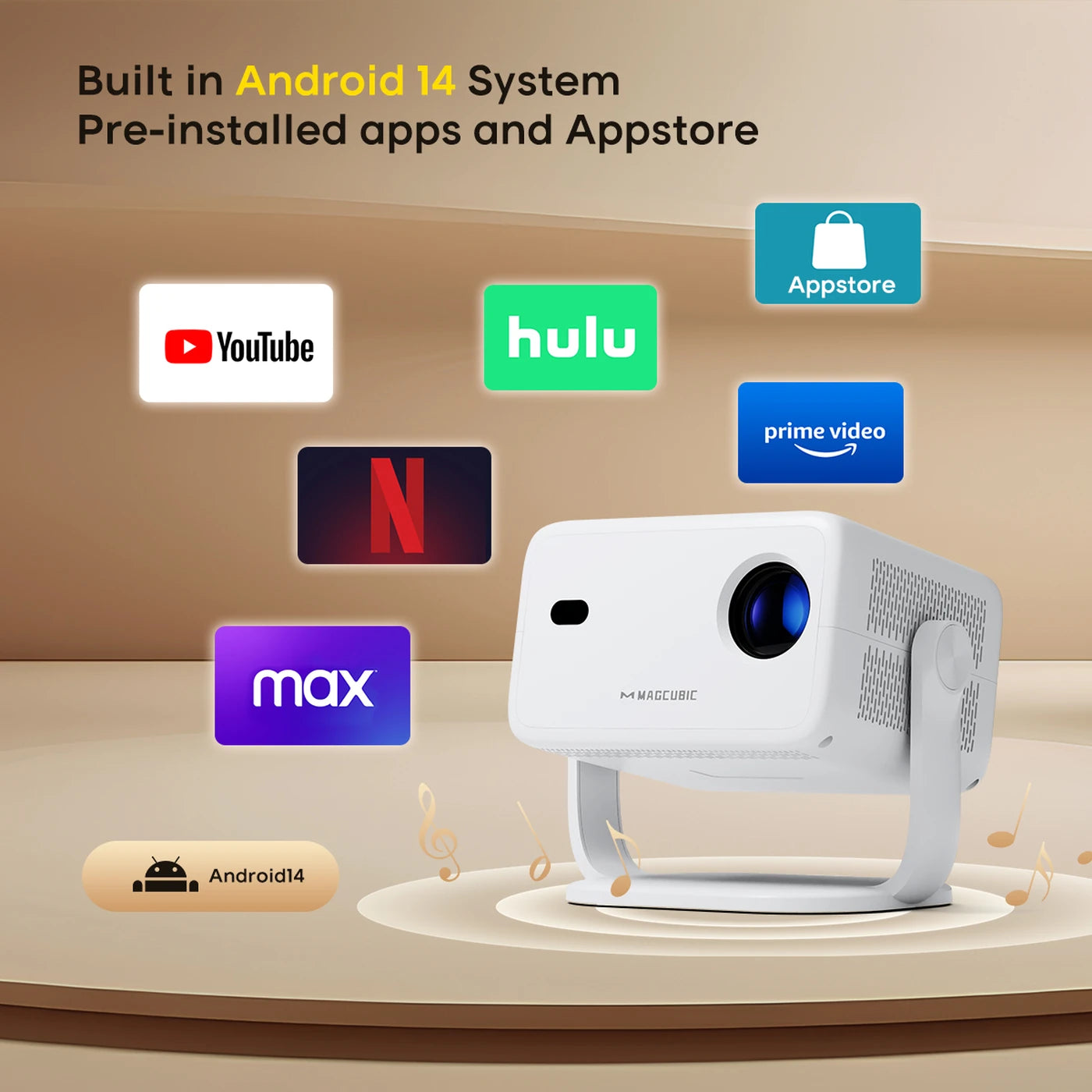 Magcubic L018 4K Smart Projector – Native 1080P – WiFi 6 & Bluetooth 5.4 – 650 ANSI – Autofocus & Auto Keystone – 224 x 151 x 173 mm