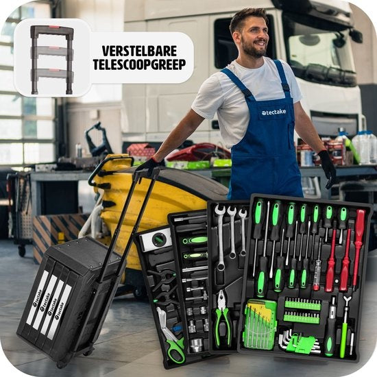 TecTake Gereedschapskoffer 401487 - 200-delig - 4 laden - Trolley
