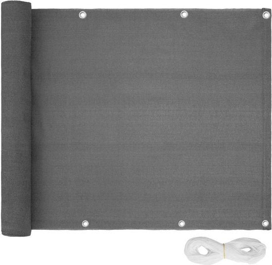 tectake - Balkonscherm - Lorena 90x500 cm - grijs - 402882
