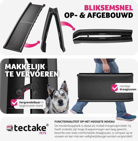 tectake® - Hondenloopplank Paw Step - Loopplank Hondentrap - Trap Hond - inklapbaar en antislip, tot 90kg
