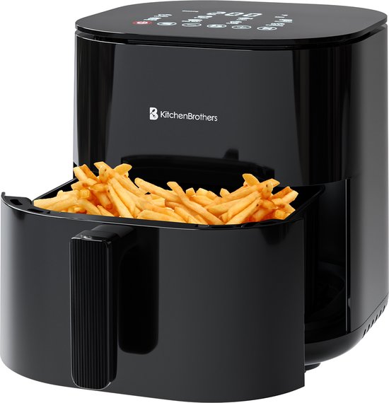 KitchenBrothers Airfryer XL - 5L - 2000W - Heteluchtfriteuse - Dual Heating - 80ºC tot 200ºC - 8 Kookprogramma's - Zwart