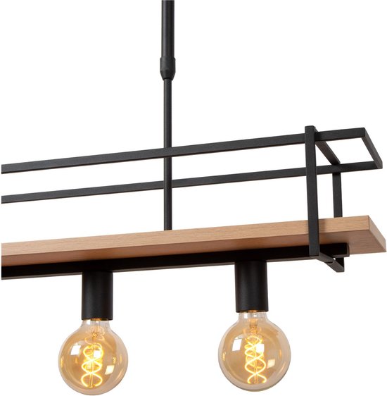 Lucide MILONGA - Hanglamp - 4xE27 - Zwart - Japandi