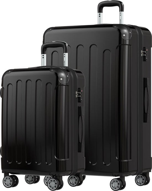 TRVLMORE Kofferset - 2 Delig - 45L Handbagage + 115L Ruimbagage - TSA Slot - Lichtgewicht - Reiskoffer Set - Trolley - Zwart