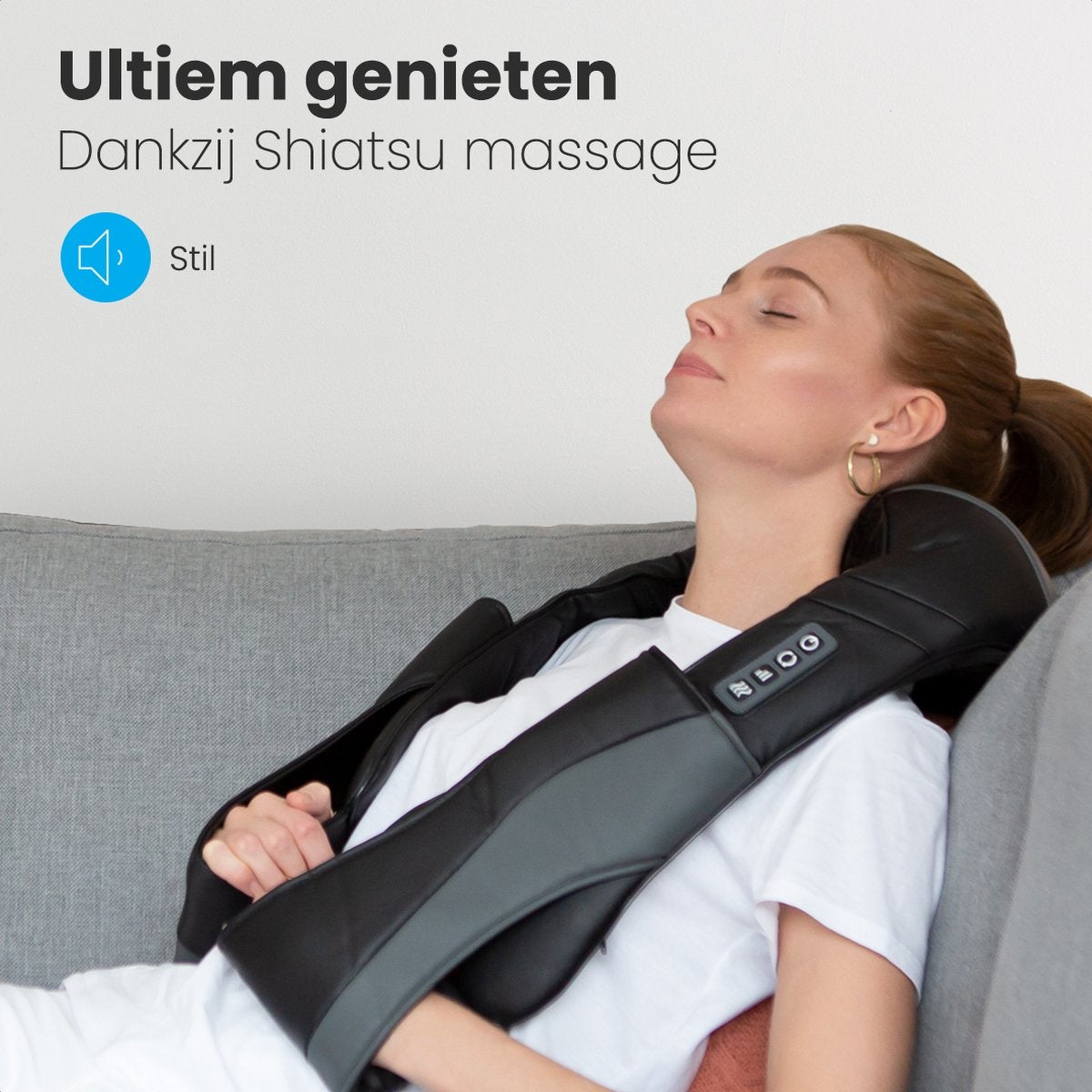 Auronic Shiatsu Massagekussen - Warmtefunctie met Infrarood - 100-240V - Zwart - 41x17x50 cm