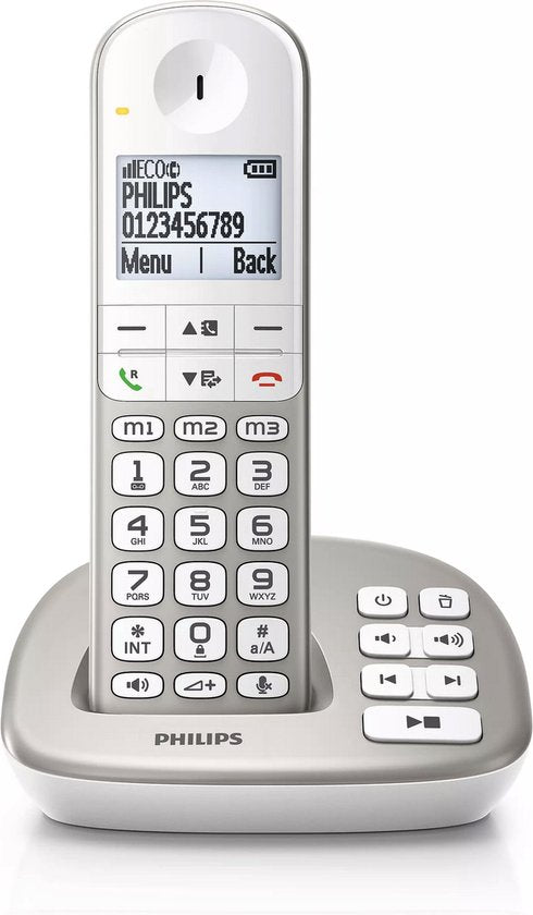 Philips Huistelefoon XL4951S/38 - Vaste Lijn - 1 Handset - Draadloos - met Antwoordapparaat - Handige Extra's voor Senioren - Wit