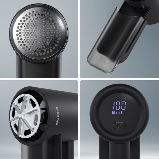 Auronic Elektrische Pluizenverwijderaar Pro - Pluizentondeuse - Oplaadbaar - LED display - 3 Standen - Ontpluizer - Zwart