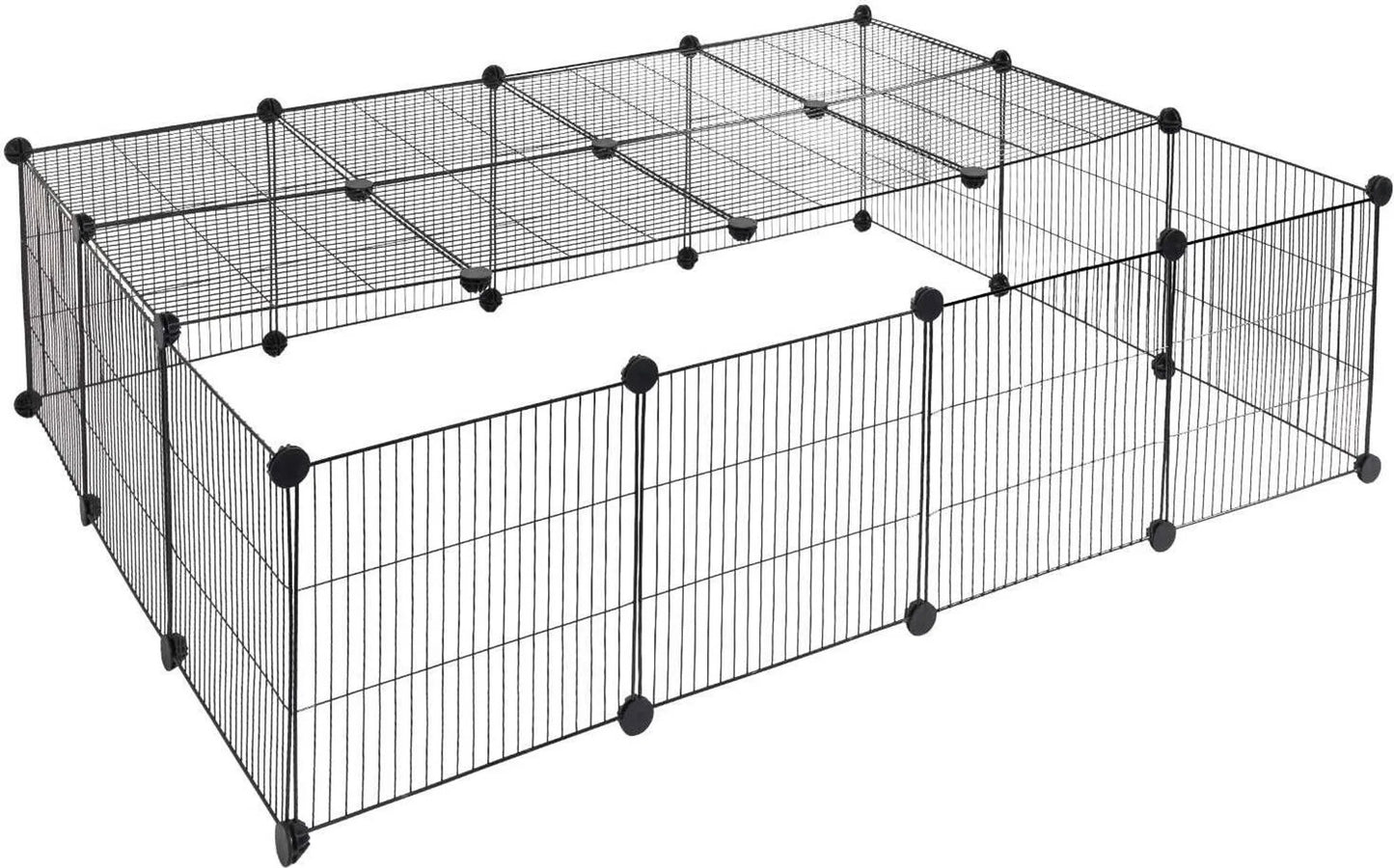 EUGAD Buitenren voor Puppy's - doe-het-zelf bouwpakket - zwart - 147 x 111 x 37 cm