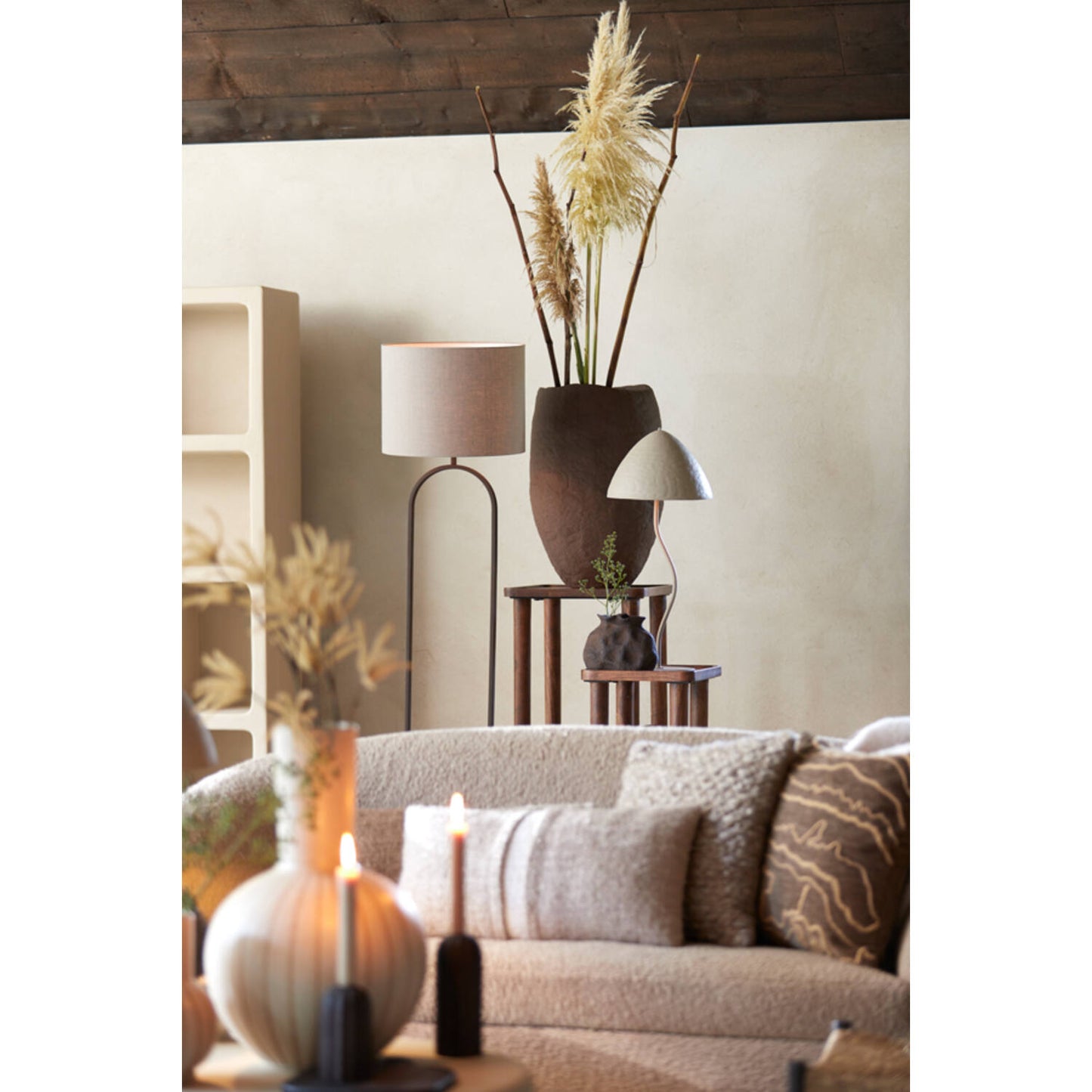 Light & Living ELIMO Tafellamp Ø25x67 cm – Mat Lichtgrijs – Modern Metaal – E27