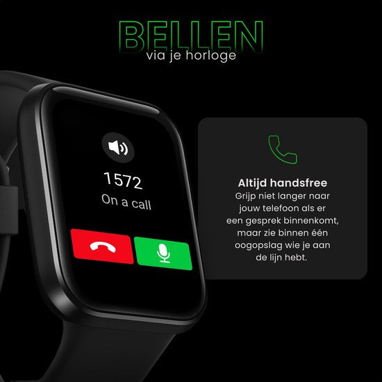 Maoo Maximize Smartwatch – Volledige Belfunctie, Hartslagmeter, Stappenteller, Multisport – Android & iOS – Zwart