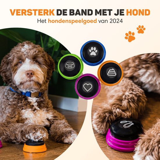 Vulpes Goods® Pets - PRO Praatknop voor Honden - Dogbuttons - Laat uw Huisdier spreken - Hondenspeelgoed - Honden training - Incl. Trainingsstickers