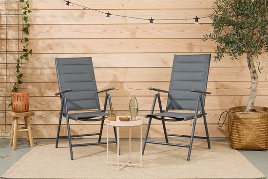 909 OUTDOOR Tuinstoelen met Padding Set/2 - Inklapbaar - Verstelbaar - Aluminium&Polyester- 67x56x106 cm