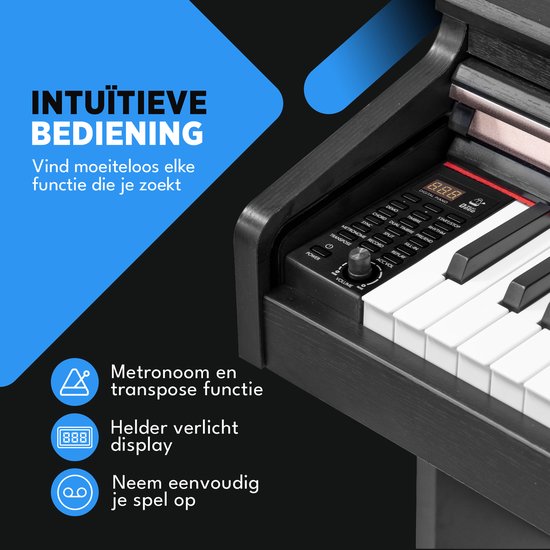 Finesse Digitale Piano - 88 Gewogen Toetsen - met Frame, Pedalen & Kruk - Keyboard Piano - Elektrische Piano - Volwassene & Kind