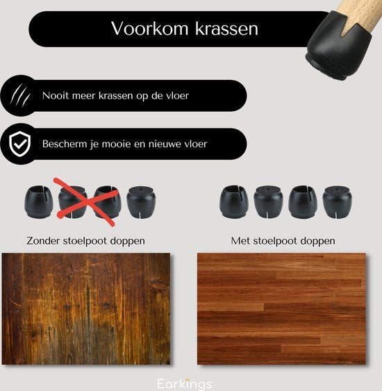 Stoelpoot Beschermers Vloerbeschermer Ø12-16 mm - Stoelpoot Doppen Meubeldoppen 24 stuks - Ronde Stoeldoppen Vloerbeschermers Stoelen - Zwart