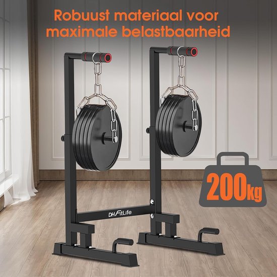 DH FitLife Dip Bars | Dip Stand Station | Dipstandaard | Krachtstation Fitnessapparaat voor Thuis | Parallettes Calisthenics Trainingsapparatuur | Individueel Verstelbare Hoogte voor Krachttraining