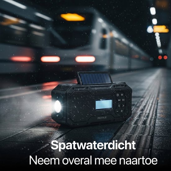 Noodradio Solar Opwindbaar - FM / AM Nood Radio - 5000 mAh Powerbank Zonneenergie - Bouwradio Speaker - Badkamer Radio - Noodpakket