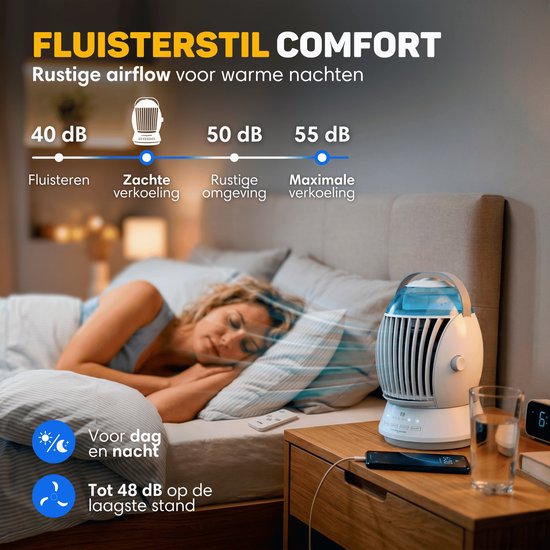 Vulpes Goods® Tech - Mini Airco ELITE - Mobiele Luchtkoeler met Afstandsbediening - Aircooler 6in1 - 3 luchtbevochtigingsstanden met Swingfunctie - 3 windsnelheden - 100% Anti-lek - Incl. kabel & adapter meegeleverd - Thuis & Kantoor