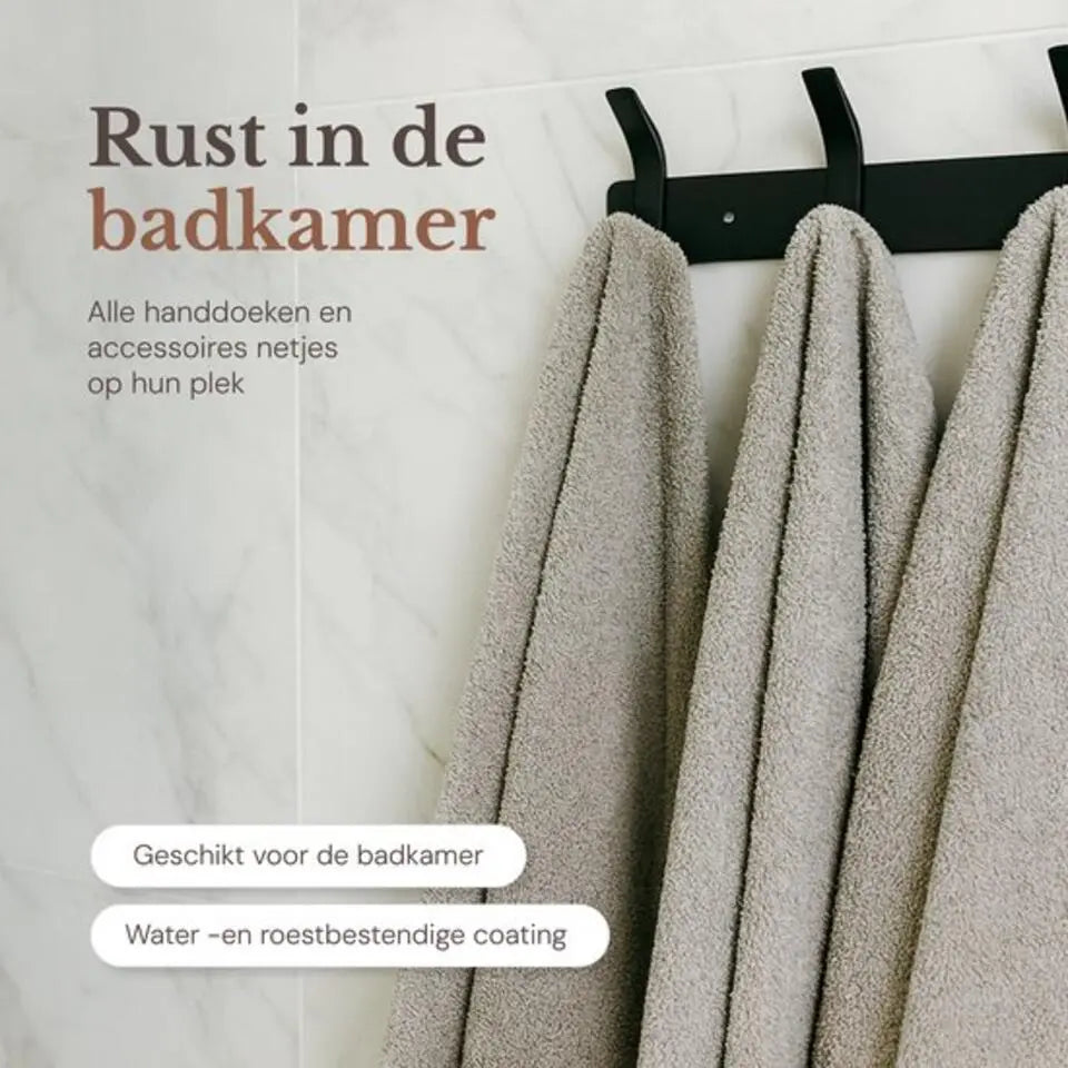 O'DADDY® Wandkapstok 12 Haken - Kapstok Hangend - Handdoekrek - Kapstok Muur - 2 rijen van 6 Haken - Inclusief Plakstrip - Industrieel Design - Zwart