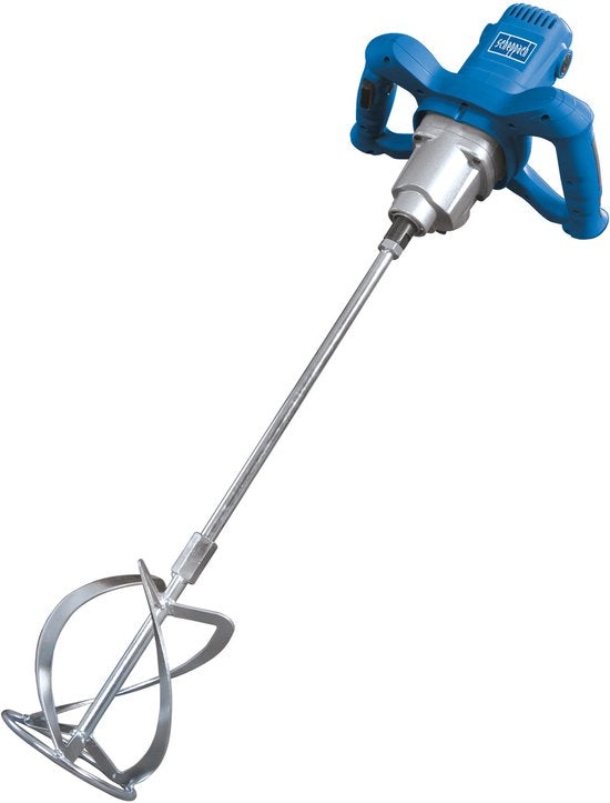 Scheppach Beton- en Verfmixer PM1600 - 1600W - Verfmenger en cementmenger - Variabele snelheid tot 780 r/min - M14 koppeling - Incl. 1x rechtsdraaiende mixer & 1x linksdraaiende mixer