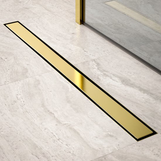 Douchegoot - 90cm - Goud - Tegelrooster - RVS - Met Flens