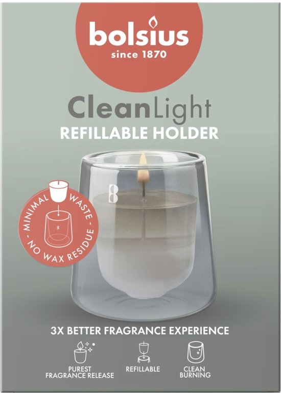 Bolsius - Clean Light - Geurkaars - Starterkit - Cypress & Amber