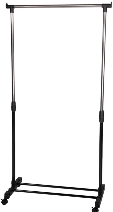 alpina Kledingrek met Wieltjes - Kleding Rek Hoogte Verstelbaar 93 - 158cm - Mobiele Kledingstang - Zwart