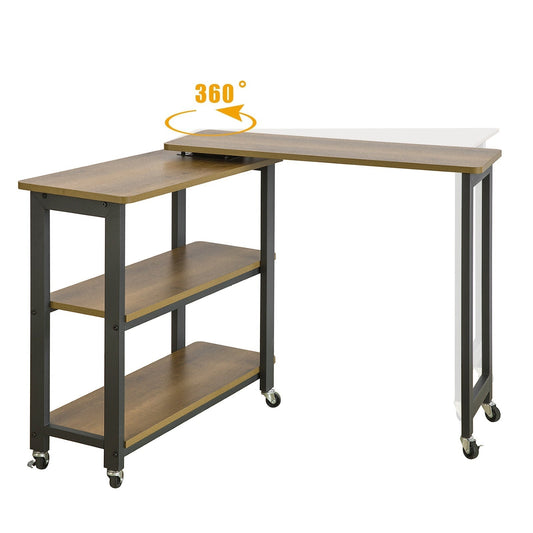 SoBuy Draaibare Bijzettafel met Wielen - 133x30x69 cm