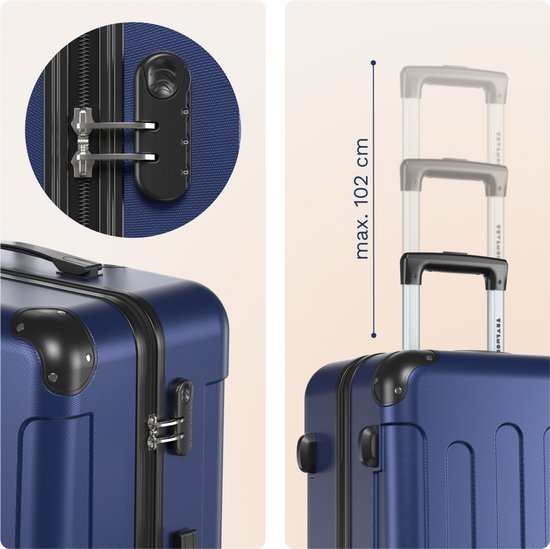 TRVLMORE Reiskoffer 110L – Hardcase ABS – 360° Wielen – 3-Cijferig Slot – Donkerblauw