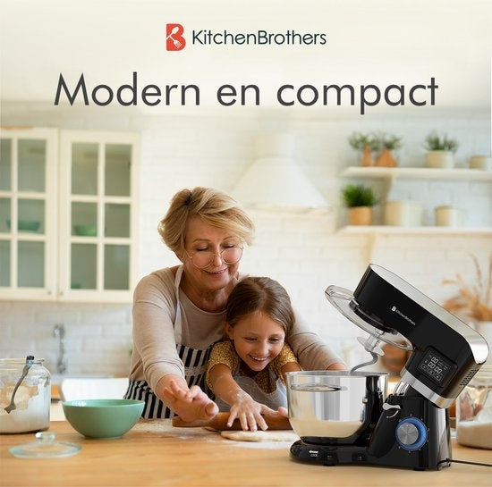 KitchenBrothers Keukenmachine KB790 - Display en Timer - 6L - 1400W - Zwart
