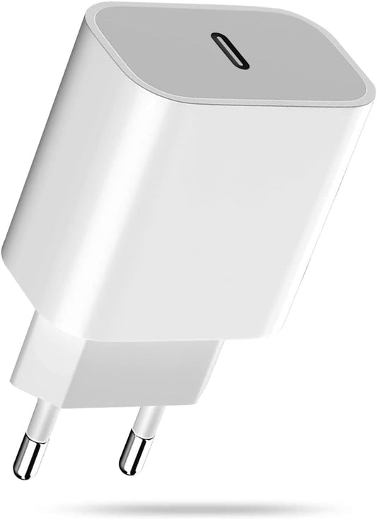 20W USB‑C Power Adapter voor Apple, USB-C Voedingsadapter Plug Snellader Lader Plug Lader voor iPhone 16 15 14 13 12 11/15 14 Pro/15 14 Pro Max/15 13 Plus /12 Pro Max/Mini, iPad, AirPods, Samsung