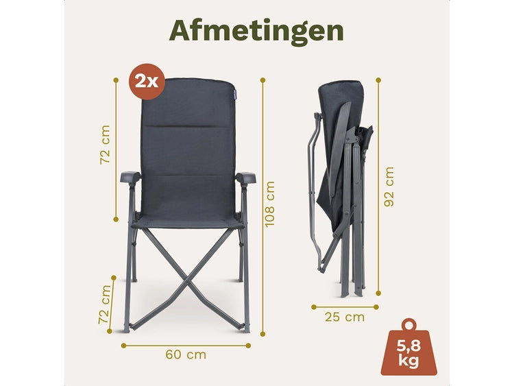 TRVLMORE Campingstoel - Luxe Soft -  Verstelbaar - Grijs