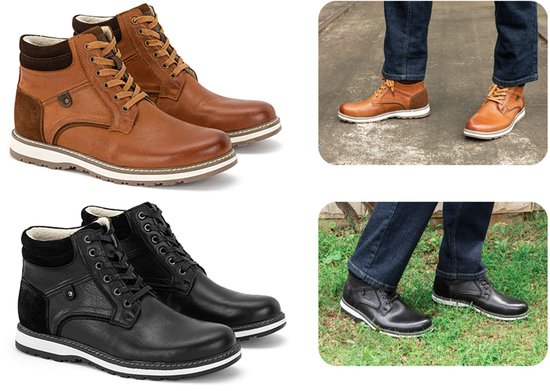 Milanoro - Elegante lederen herensneakers - Zwart - Maat 42