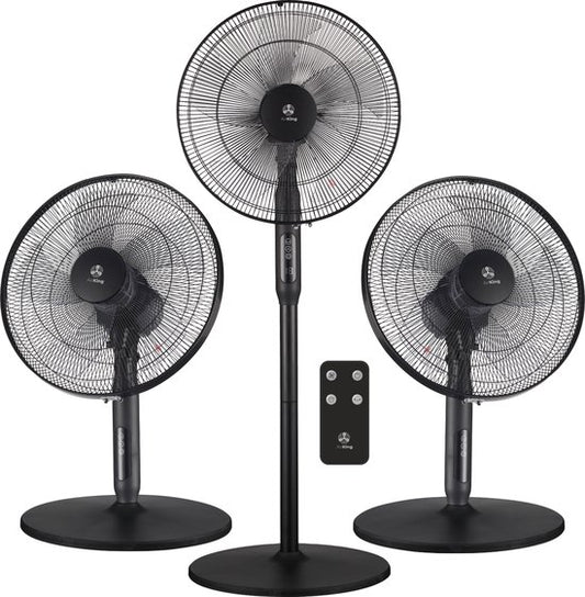 AirKing 3-in-1 Statiefventilator met afstandsbediening – Energie Zuinige Ventilator Staand met 3 Snelheidsstanden - Koelventilator met Timer en Nachtstand voor Optimale Verkoeling - Zwart