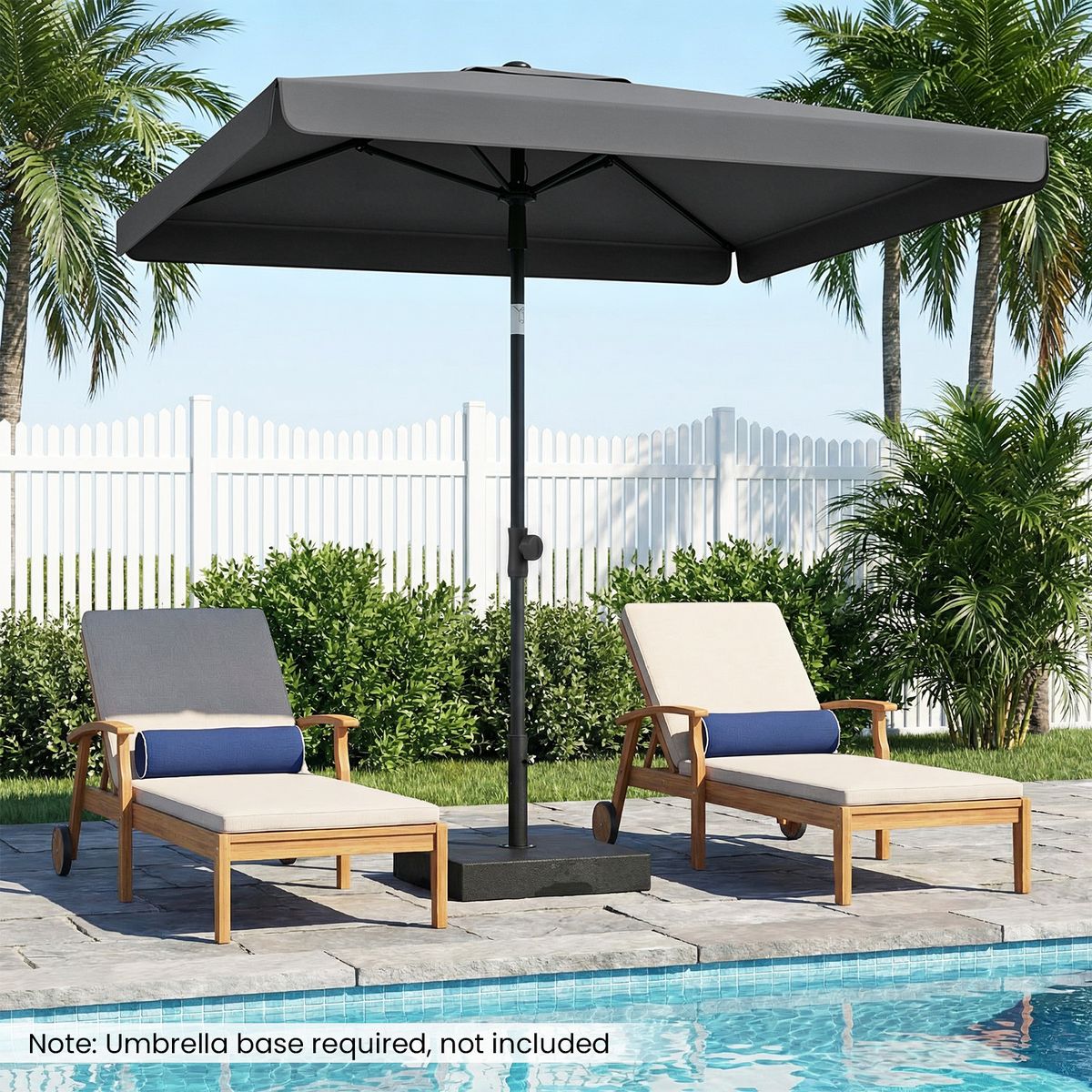 Coast Balkonparasol - rechthoekig - kantelbaar 30° - grijs 200 x 130 cm