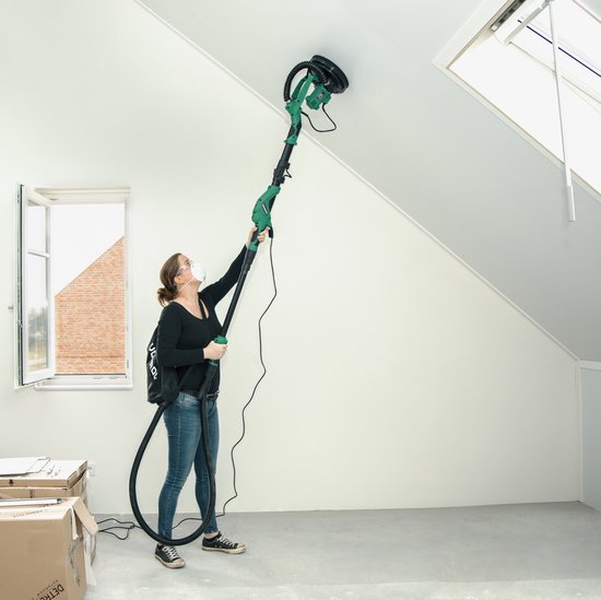 VONROC – Telescopische Plafondschuurmachine DS502AC – 1050W – Ø225 mm – Voor Plafond & Muur
