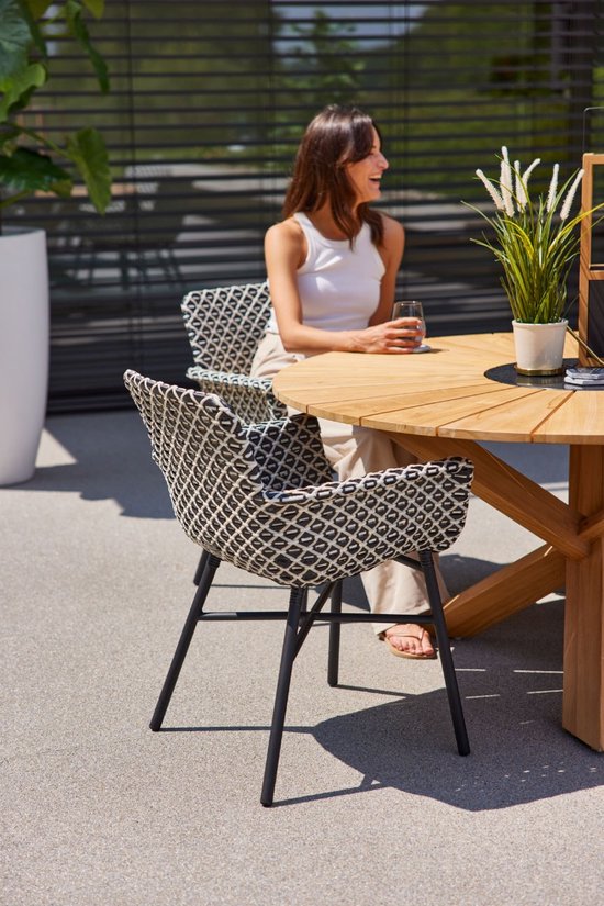 Hartman Athene Dining Tuinstoel - Black White - 58x62x87 cm