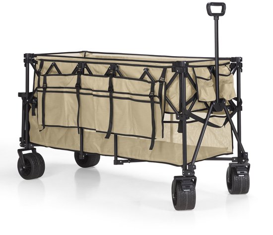 Mr. Fold Bolderkar XXL - opvouwbaar - 600L - 300KG - Beige - all-terrain wielen