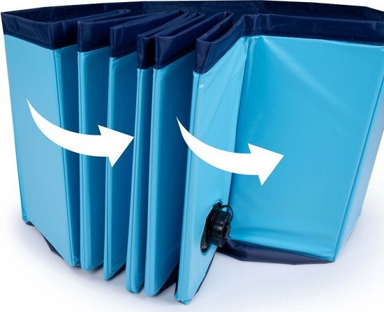maxxpro Hondenzwembad - 120 x 30 CM - Middelgrote Hondenrassen - Opvouwbaar Honden Bad - Anti-Slip Bodem - met Leegloopventiel - Blauw